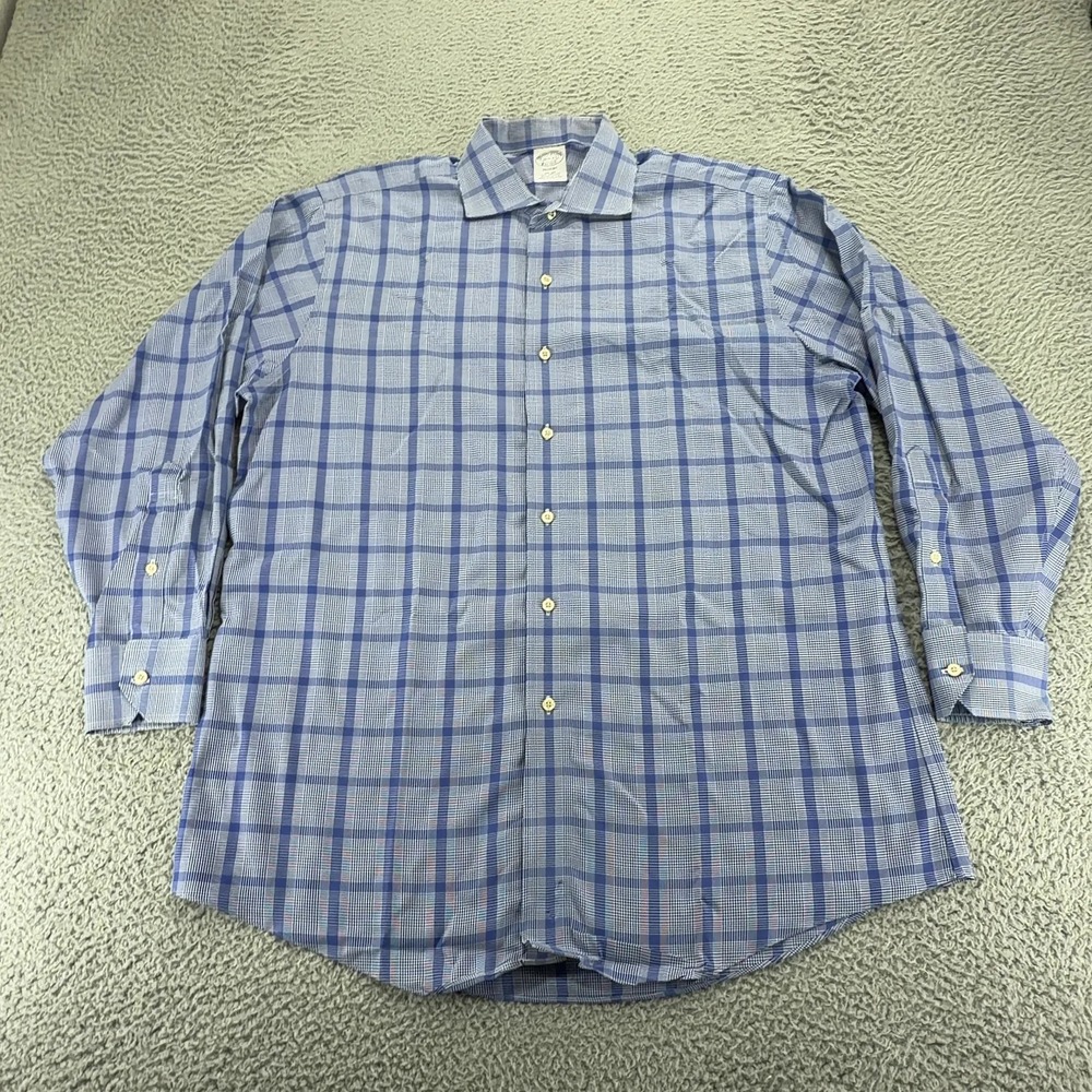 Brooks Brothers Regent Mens 16.5 33 Blue Plaid Supima Cotton Dress Shirt